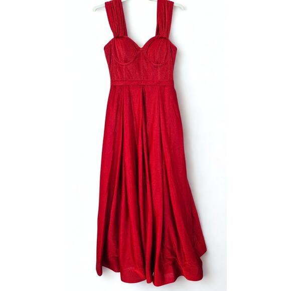 Red HOCO Formal Dress Sz 12 Corset Back Sparkle Prom Coquette Fairy Ball Gown - Picture 1 of 10